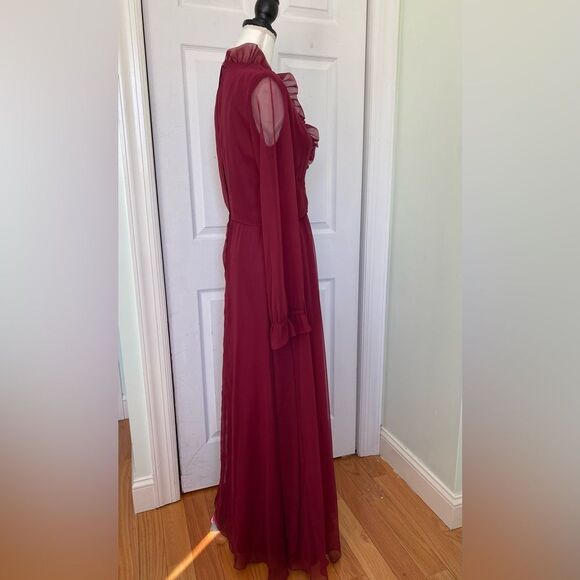 B. Altman 60s/70s Burgundy Hostess Maxi Dress - Picture 7 of 13